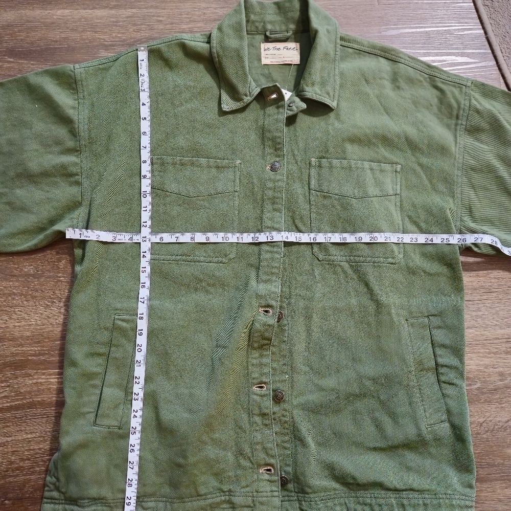 NWT Free People Green Jacket Denim Oversized Sz L - Picture 7 of 11
